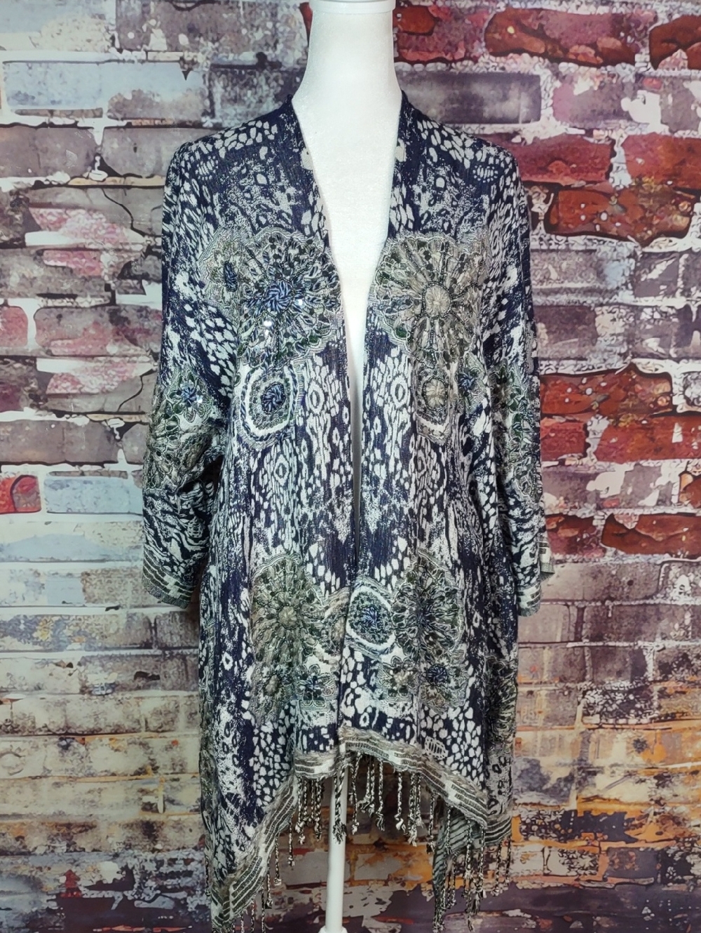 Soft Surroundings "Emory" Embellished Tapestry Cardigan
